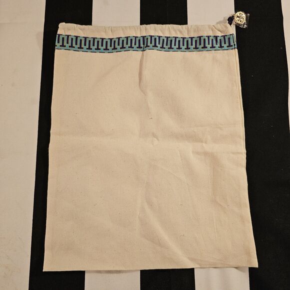 Tory Burch Ecru Canvas Gold Logo Charm 12x15" Dust Bag Small Travel Pouch - Picture 1 of 3